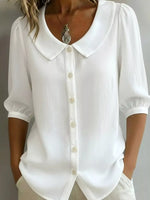 Full Size Peter Pan Collar Button-Down Shirt Plus Size