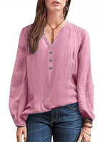 Full Size Notched Long Sleeve Blouse Plus Size