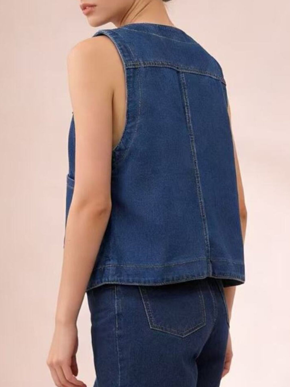 Plus Size Button-Down Denim Vest