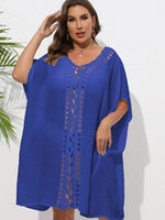 Crochet Trim V-Neck Beach Cover Up Dress - Ladyez