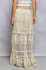 POL Crochet Floral Flared Skirt with Elastic Waist Band