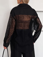 Lace Sleeve Button-Down Shirt