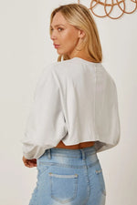 Round Neck Dropped Shoulder Cropped Sweatshirt