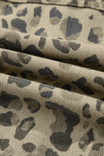 Leopard Print Seam Detail Button Down Denim Jacket