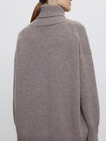 Ribbed Detail Turtleneck Dropped Shoulder Sweater