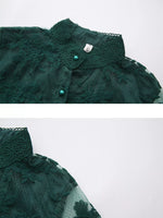 Lace Lantern Sleeve Belted Maxi Dress