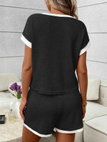 Contrast Trim Short Sleeve Top and Shorts Set
