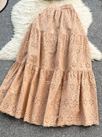 Smocked Crop Top and Hollow-Out Skirt Set