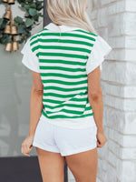 Striped Ruffled Sleeve Blouse