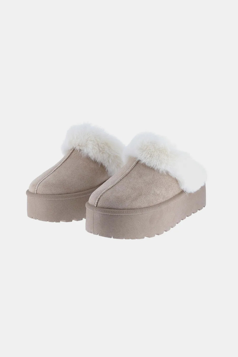 Weeboo Thick Bottom Fur Trim Snow Slippers - Ladyez