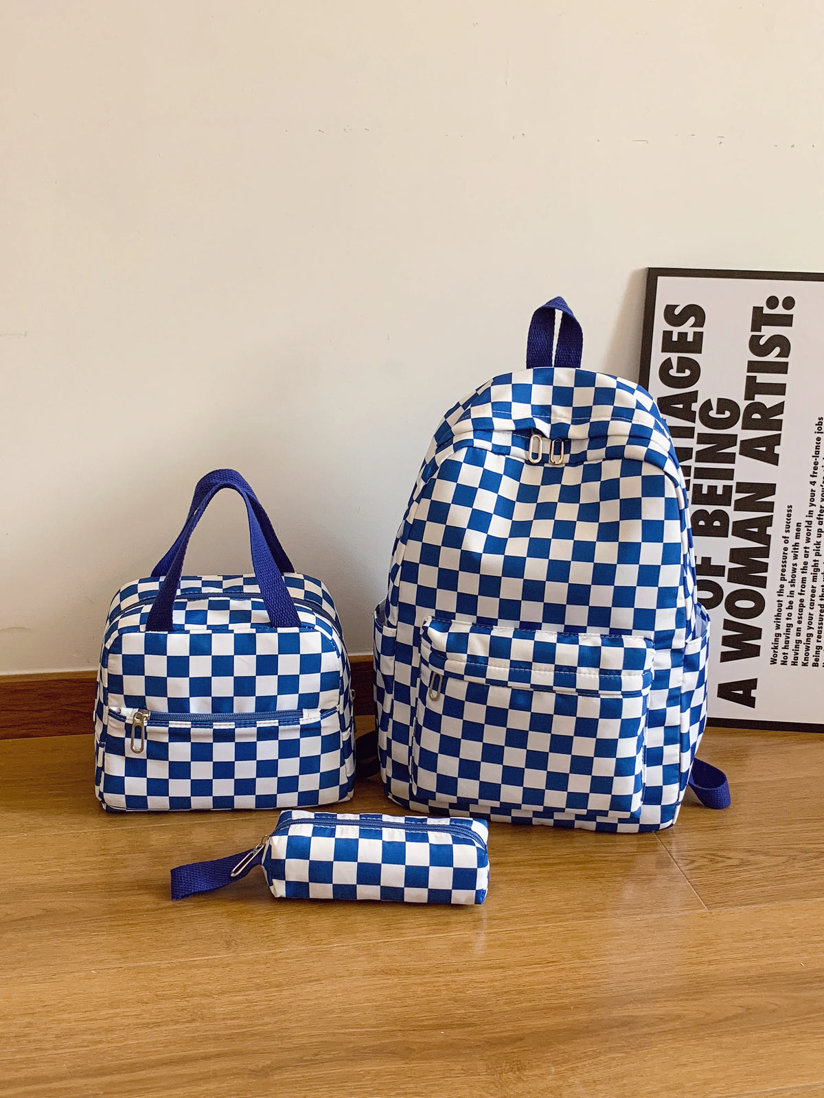 Checkered Pattern 3-Piece Bag Set - Ladyez