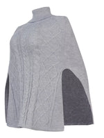 Chunky Cable Knit Turtleneck Poncho Cover Up