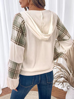 Plaid V-Neck Button Front Sweatshirt