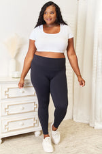 Double Take Wide Waistband Sports Leggings - Ladyez