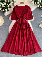 Lace Detail A-Line Midi Dress