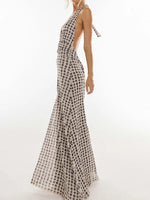 Floral Halter Neck Deep V Maxi Dress - Ladyez