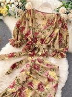 Floral Print Crop Top and Skirt Set