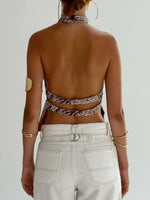 Backless Printed Halter Neck Tank