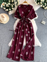 Printed Short Sleeve Wide Leg Jumpsuit