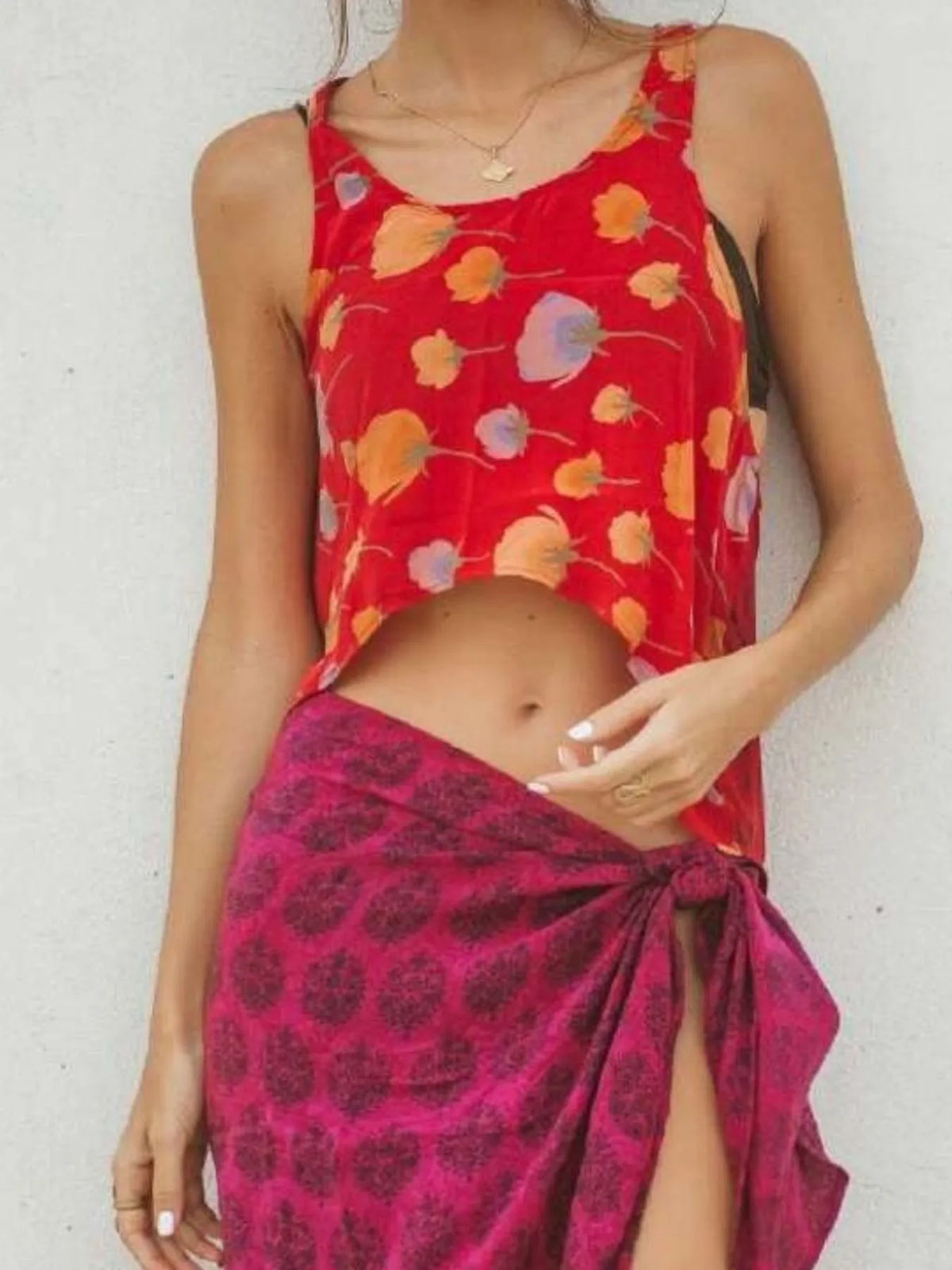 Printed Scoop Neck Tank - Ladyez