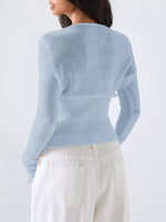 Lace-Trimmed V-Neck Button-Down Cardigan