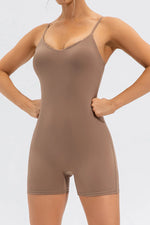 Spaghetti Strap Round Neck Romper - Ladyez