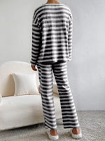 Striped Ribbed Knit Top and Pants Set