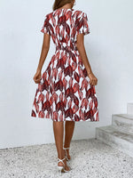 Printed Short Sleeve Midi Dress