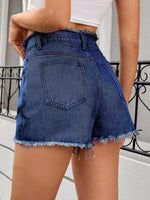 Washed Raw Hem Denim Shorts
