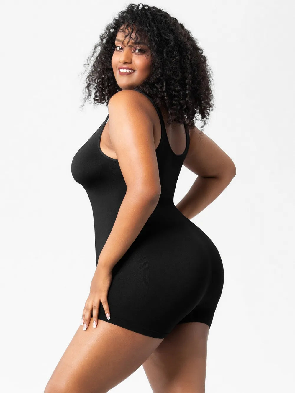 Scoop Neck Wide Strap Shaping Romper - Ladyez