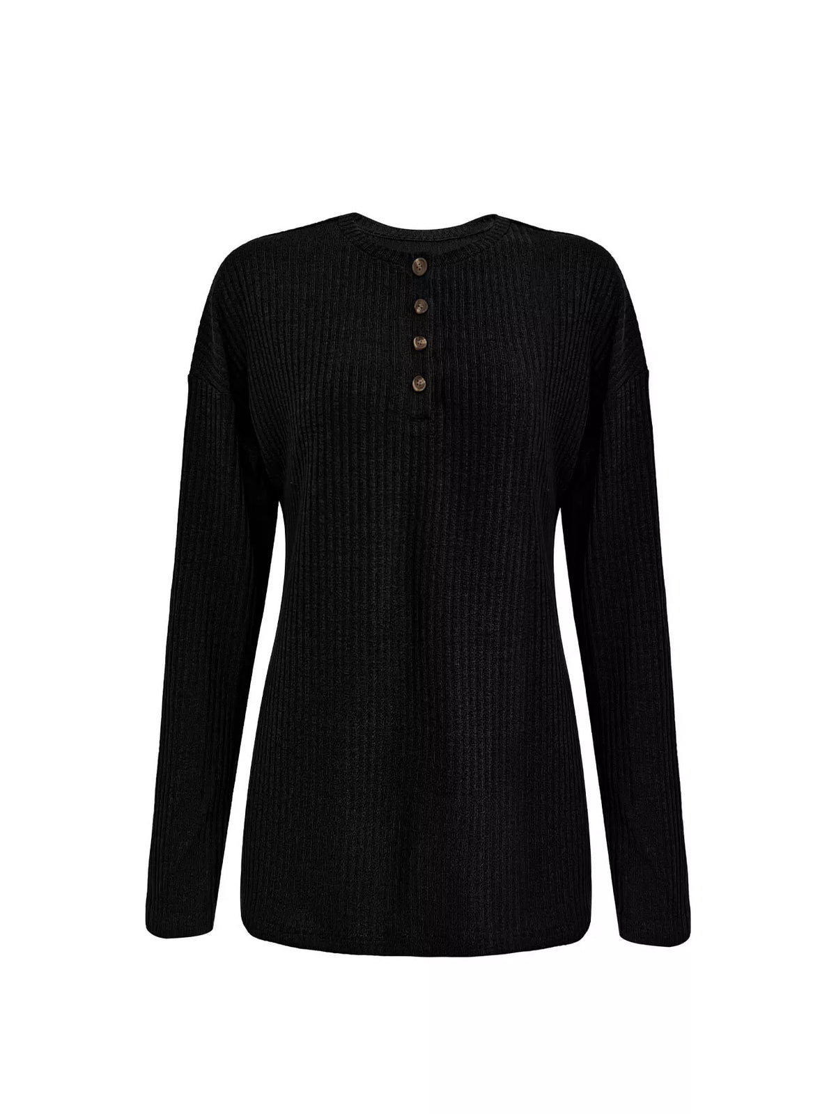 Button-Detail Dropped Shoulder Top