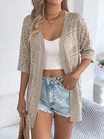 Openwork Open Front Half Sleeve Cardigan