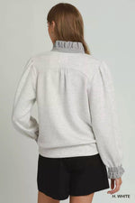 Umgee Stripe Ruffle Neck Long Sleeve Top