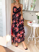 Floral Print Layered Maxi Cami Dress - Ladyez