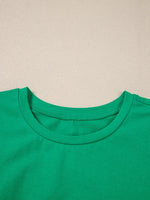 Ruffled Sleeve Slim Fit Crew Neck Top