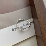 925 Sterling Silver Zircon Flower Open Ring