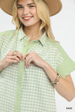 Mixed Gingham Short Sleeve Shirt