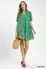 Umgee Floral Print Babydoll Dress