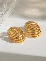 18K Gold-Plated Stainless Steel Ribbed Earrings