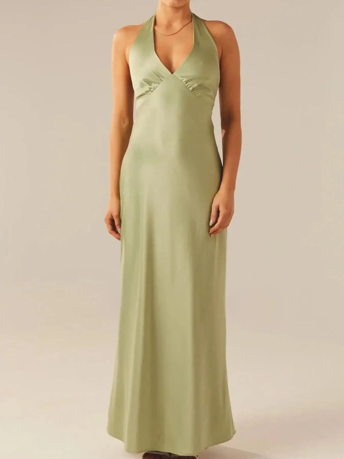Halter Neck Wrap Maxi Dress with Tie Detail - Ladyez