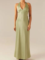 Halter Neck Wrap Maxi Dress with Tie Detail - Ladyez