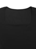 Square Neck Puff Sleeve Mesh Hem Dress