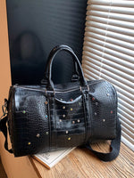 Crocodile Embossed Studded Travel Bag