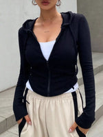 Ribbed Knit Cropped Zip-Up Outerwear