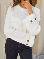 Pocket Detail Round Neck Sweater