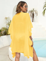 Ruffled Open Front Cover-Up - Ladyez