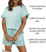 Ruffle Sleeve Textured Top and Shorts Set