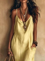Full Size Spaghetti Strap Midi Dress with Pockets Plus Size