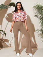 Full Size High-Waist Flare Active Pants Plus Size - Ladyez