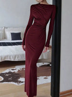 Ruched Long Sleeve Bodycon Maxi Dress